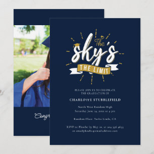 Abschluss 2025 Navy Blue Grad Foto Party Einladung