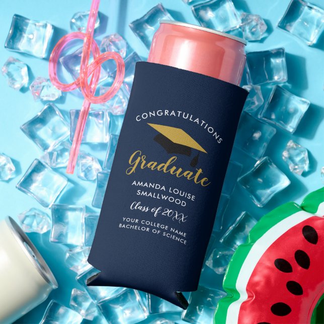 Abschluss 2025 Navy Blue Grad Party Selters Dosenkühler (In Situ Sommer)