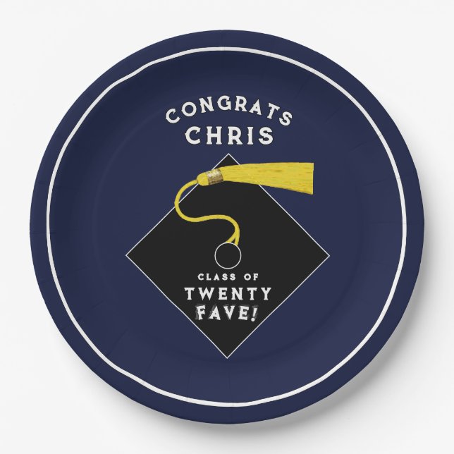 Abschluss 2025 Navy Blue Pappteller (Vorderseite)