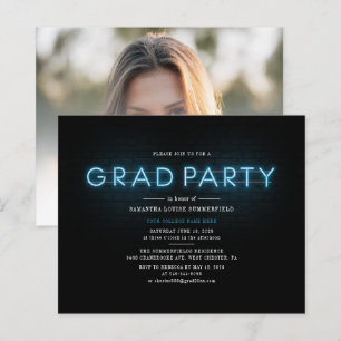 Abschluss 2025 Neon Grad Foto Party Einladung