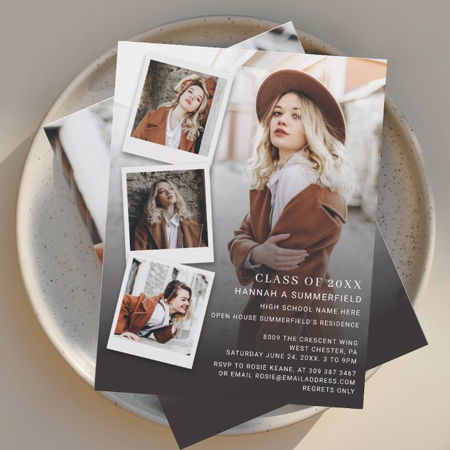 Abschluss 2025 Open House Fotos Grad Party Einladung (Graduation 2025 Multi Photo Open House Invitation)
