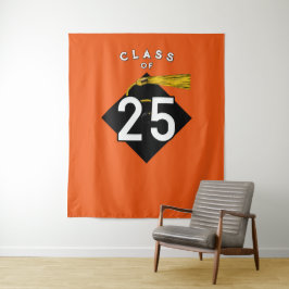 Abschluss 2025 Orange Foto Hintergrund Wandteppich