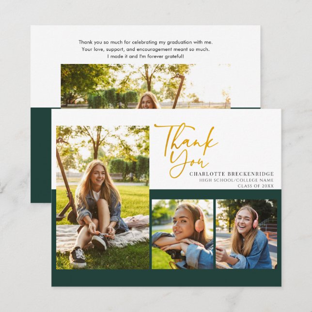 Abschluss 2025 Party Foto Danke, Karte (Vorne/Hinten)