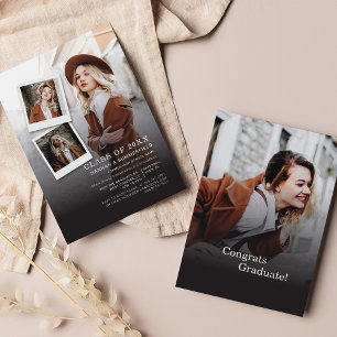 Abschluss 2025 Party FotoCollage Modern Grad Einladung