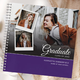 Abschluss 2025 Party Grad Lila Foto Guest Notizbuch