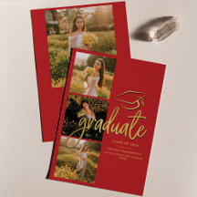 Abschluss 2025 Red Gold Graduate Foto Collage