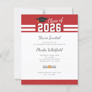 Abschluss 2025 Red White Grad Party Einladung