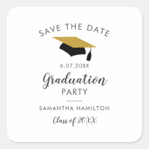 Abschluss 2025 Save the Date Graduate Party Quadratischer Aufkleber