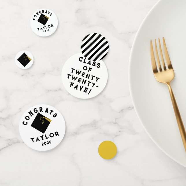 Abschluss 2025 Schwarz und Gold Konfetti (Gruppe)