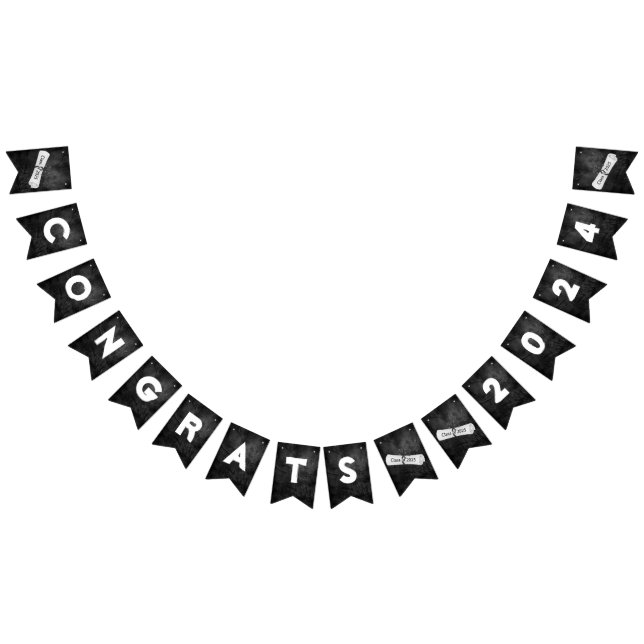 Abschluss 2025 - Schwarzes Leder und Diplome Wimpelkette (Alle)