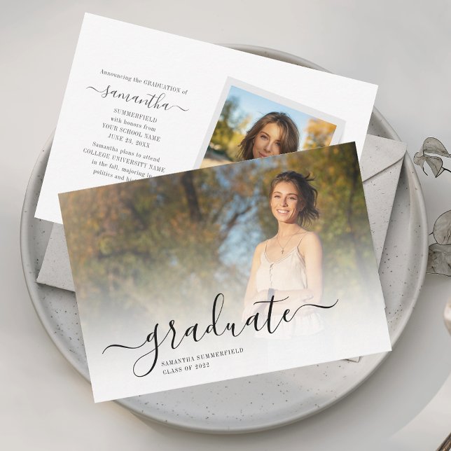 Abschluss 2025 Script 2 Fotos Ankündigung (Graduate 2025 2 Photos Script Graduation Announcement)