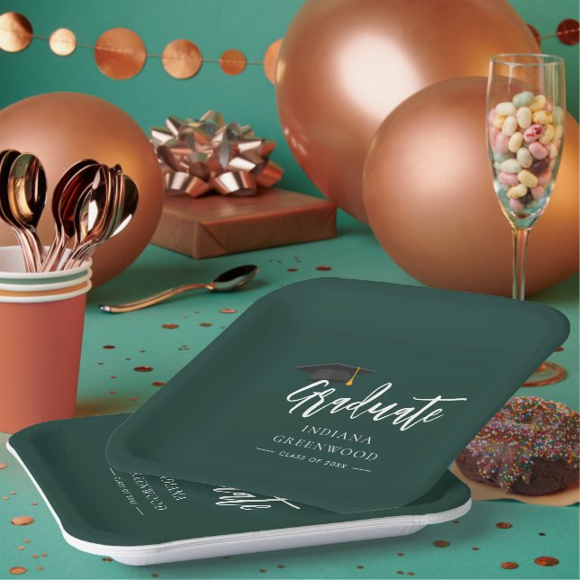 Abschluss 2025 Script Green Grad Party Pappteller (Multi)