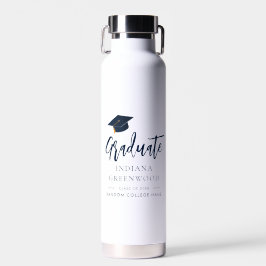 Abschluss 2025 Script Navy Blue Grad Personalisier Trinkflasche