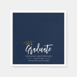 Abschluss 2025 Script Navy Blue Paper Serviette