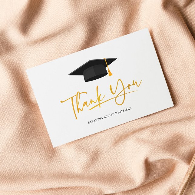Abschluss 2025 Skript Grad Vielen Dank, Script Mitteilungskarte (Minimalist Graduation Cap Party Thank You Card)