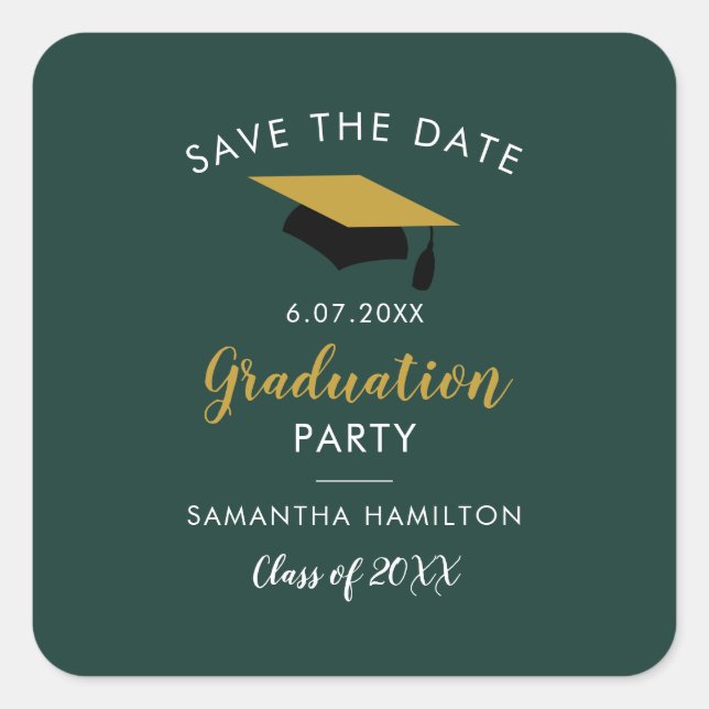 Abschluss 2025 Skript Save the Date Grad Party Quadratischer Aufkleber (Vorderseite)