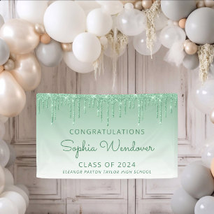 Abschluss 2026 Chic Grün Glitter Drip Banner