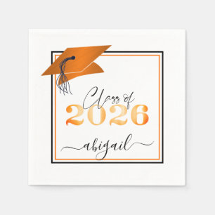 Abschluss 2026 Falsches Metallic Orange Schwarze S Serviette