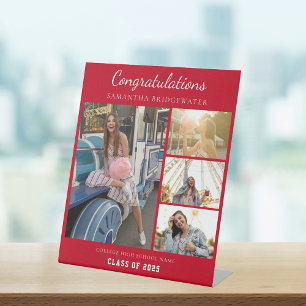 Abschluss 2026 Fotocollage Roter Absolvent Benutze Sockelschild