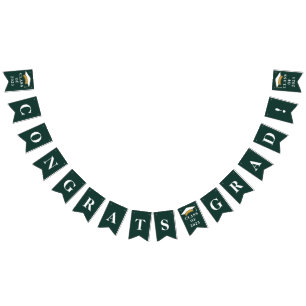 Abschluss 2026 Grad Grün Weiß Wimpelkette