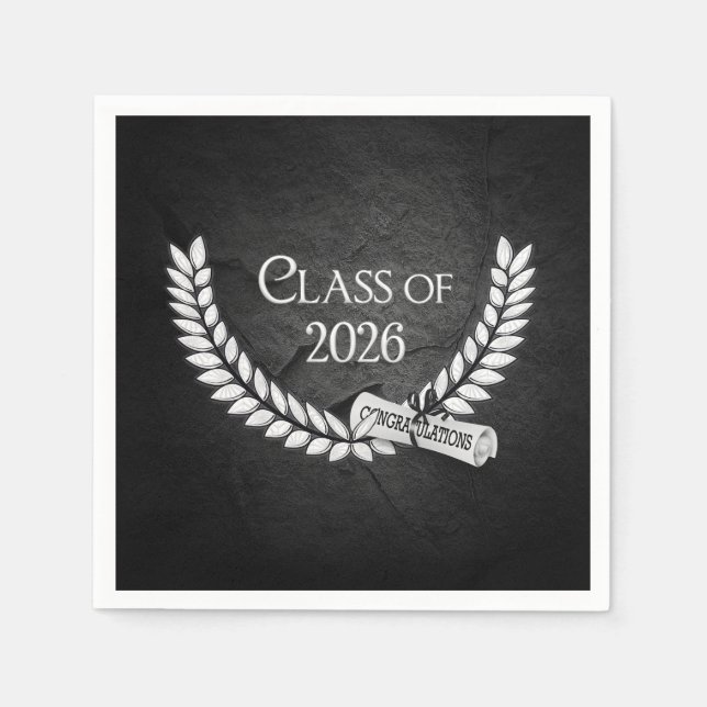 Abschluss 2026 Lorbeer und Diplom Serviette (Vorderseite)