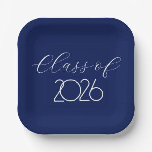 Abschluss 2026 Navy Blue and White Pappteller
