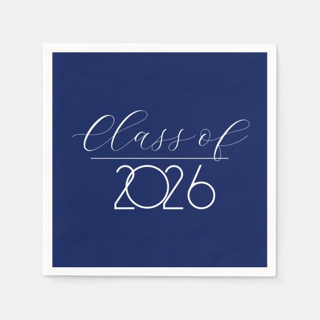 Abschluss 2026 Navy Blue and White Serviette (Vorderseite)