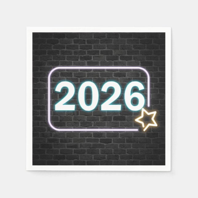 Abschluss 2026 Neon-Schild auf Ziegel Serviette (Vorderseite)