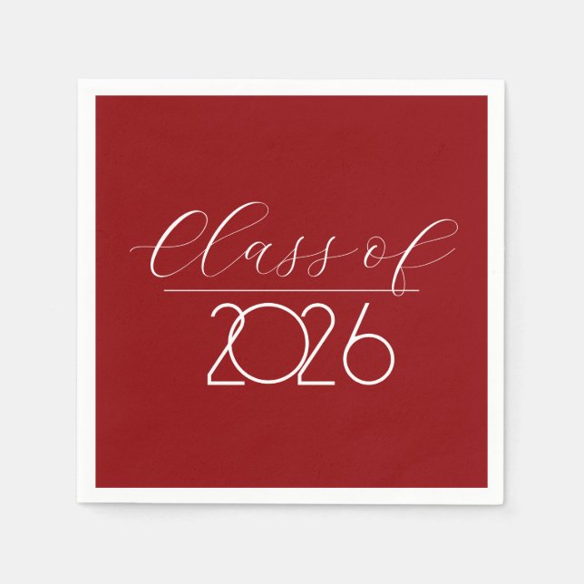 Abschluss 2026 Rot und Weiß Serviette (Vorderseite)