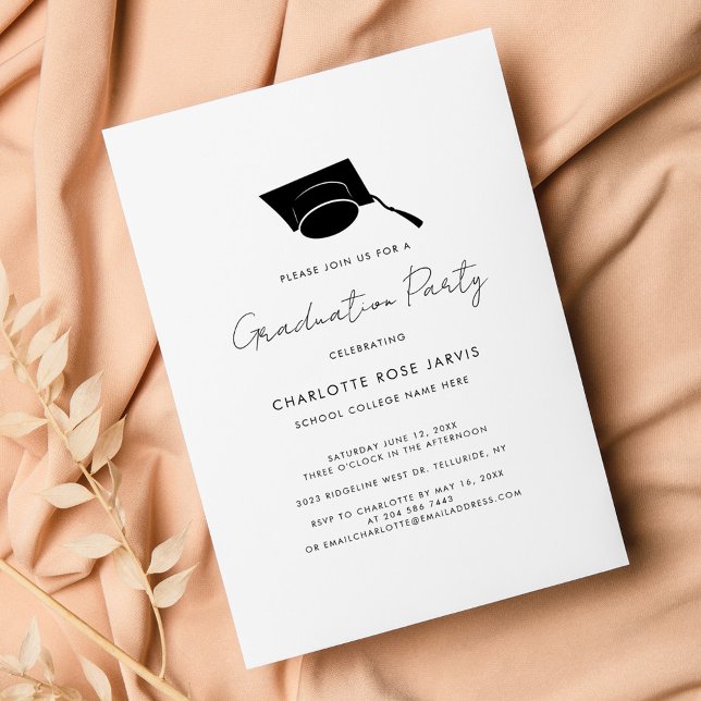 Abschluss 2026 Script Elegant Grad Party Einladung (Graduation Party Minimalist Script Invitation)