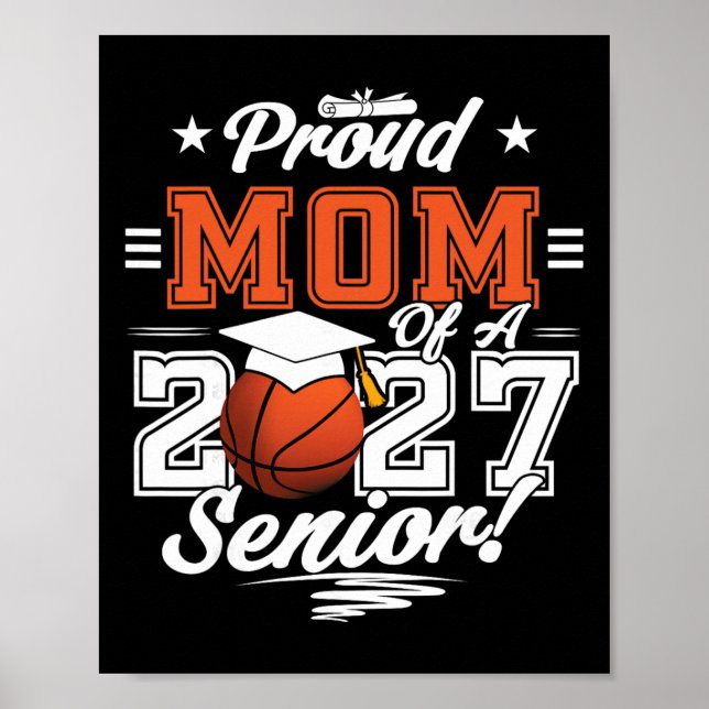 Abschluss 2026 Stolz Mutter eines Basketball-Senio Poster (Vorne)