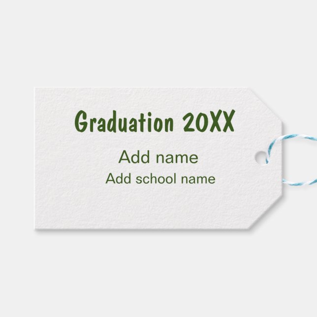 Abschluss 20XX Jahr Jahr Name Schule Grün modern Geschenkanhänger (Vorderseite (Horizontal))