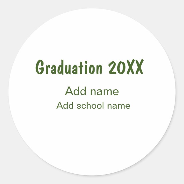 Abschluss 20XX Jahr Jahr Name Schule Grün modern Runder Aufkleber (Vorderseite)