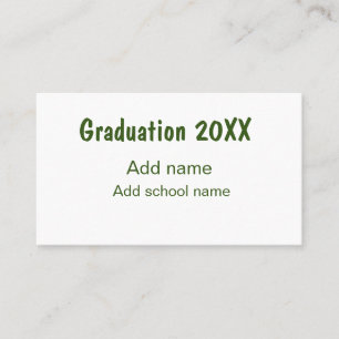 Abschluss 20XX Jahr Jahr Name Schule Grün modern Visitenkarte
