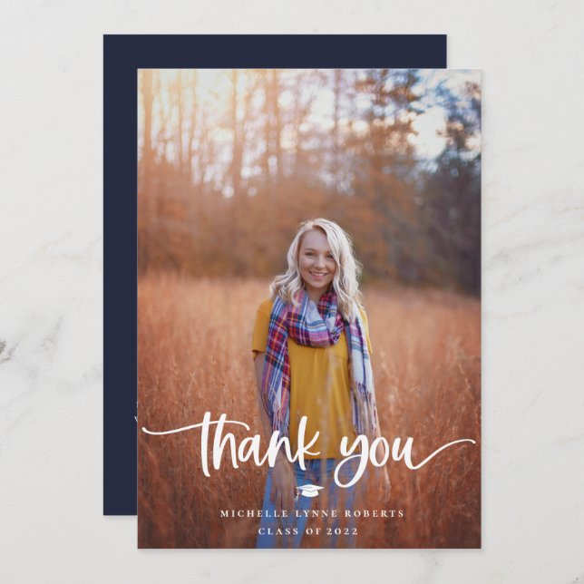 Abschluss 2 Foto Dankeschön Karte (Vorne/Hinten)