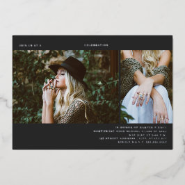 Abschluss 2 Foto Line Art Dunkelgrau Folieneinladung