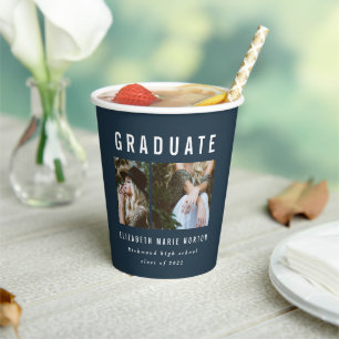Abschluss 2 Foto marineblaue Typografie modern Pappbecher