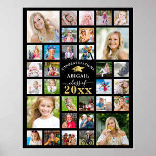 Abschluss 32 Foto Collage Class Jahr Custom Poster