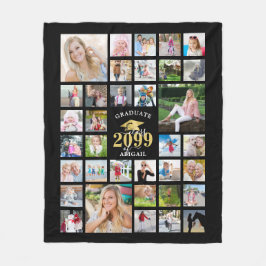 Abschluss 35 Foto Collage KLASSE JAHR Schwarz Fleecedecke