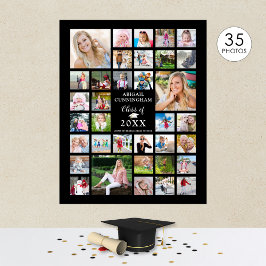 Abschluss 35 Foto Collage KLASSE JAHR Schwarz Poster