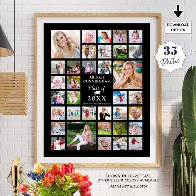 Abschluss 35 Foto Collage KLASSE JAHR Schwarz Poster (Von Creator hochgeladen)