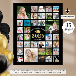 Abschluss 35 Foto Collage KLASSE JAHR Schwarz Poster