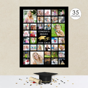 Abschluss 35 Fotocollage Metallic Gold Black Poster