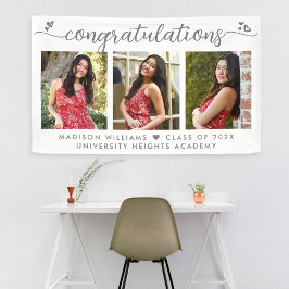 Abschluss 3 Foto Moderne graue Kalligraphie Herz Banner