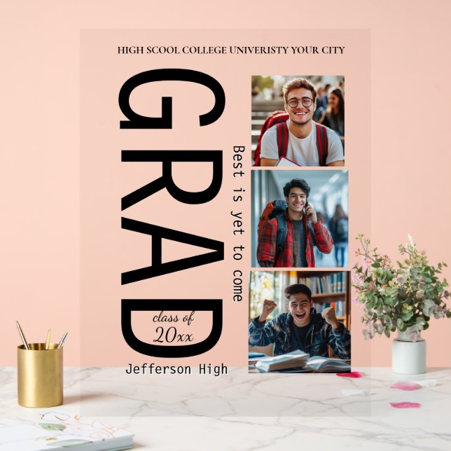 Abschluss 3 Fotos verschleiern einfaches Akryllisc Acrylschild (Hochzeit)