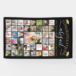 Abschluss 43 Fotocollage Script Schwarzes Gold Banner