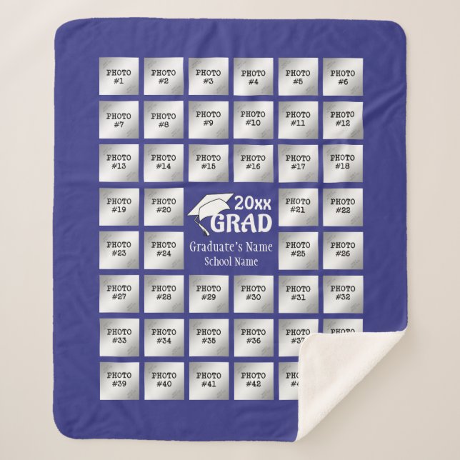 Abschluss 44 FotoCollage (veränderbar LILA) Sherpadecke (Vorderseite)