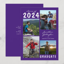 Abschluss 4 Foto Handgeschriebener Name | LILA Ankündigung