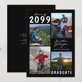 Abschluss 4 Foto Handgeschriebener Name | SCHWARZ- Ankündigung