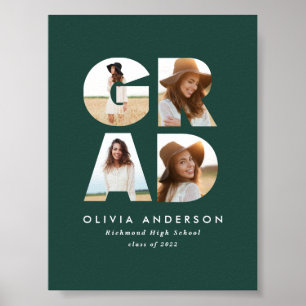 Abschluss 4 Foto Moderne Ankündigung Grün Poster